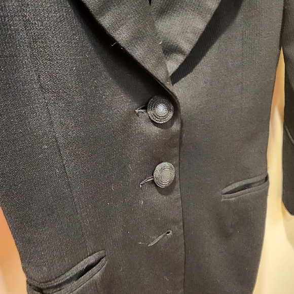 Item...  women's black long 100% worsted wool glamorous blazer jacket size 2 - Picture 6 of 14